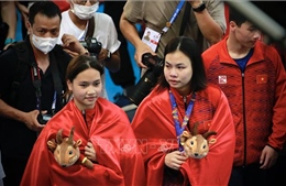 Phương Mai - Hồng Hạnh giành Huy chương Bạc thứ 2 cho nhảy cầu Việt Nam