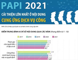 PAPI 2021: Cải thiện lớn nhất ở nội dung Cung ứng dịch vụ công