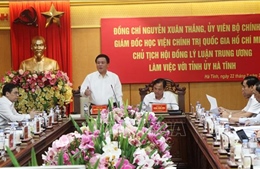 Đồng chí Nguyễn Xuân Thắng làm việc với Tỉnh ủy Hà Tĩnh