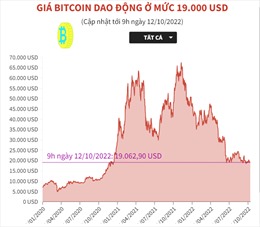 Giá Bitcoin dao động ở mức 19.000 USD