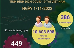 Dịch COVID-19 ngày 1/11: Có 449 ca mắc mới, 386 F0 khỏi bệnh