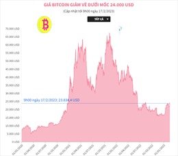 Giá Bitcoin giảm về dưới mốc 24.000 USD