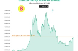 Giá Bitcoin tăng vọt, tiến tới mốc 30.000 USD