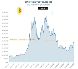 Bitcoin vượt 30.000 USD, tăng 80% so với đầu năm nay
