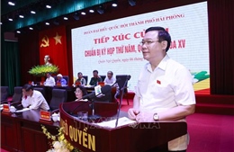 Chủ tịch Quốc hội Vương Đình Huệ tiếp xúc cử tri quận Ngô Quyền, Hải Phòng