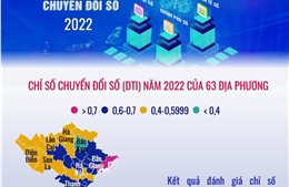 Chỉ số chuyển đổi số năm 2022 của 63 địa phương