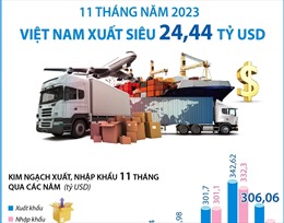 11 tháng năm 2023, Việt Nam xuất siêu 24,44 tỷ USD