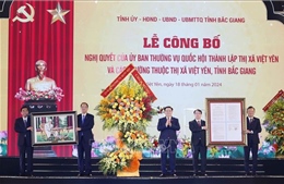 Chủ tịch Quốc hội dự Lễ công bố thành lập thị xã Việt Yên, tỉnh Bắc Giang
