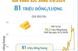 Giá vàng SJC sáng 3/6/2024 giao dịch ở mức 81 triệu đồng/lượng