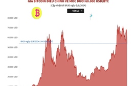 Giá Bitcoin điều chỉnh về mốc dưới 60.000 USD/BTC