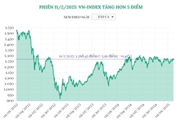 Phiên 11/2, VN-Index tăng hơn 5 điểm