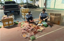 Phát hiện, thu giữ gần 1 tạ thực phẩm không rõ nguồn gốc