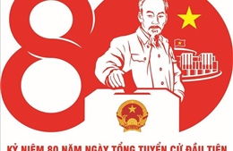 Mẫu biểu trưng chính thức kỷ niệm 80 năm Ngày Tổng tuyển cử đầu tiên bầu Quốc hội Việt Nam