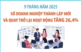 9 tháng năm 2025: Số doanh nghiệp thành lập mới và quay trở lại hoạt động tăng 26,4%