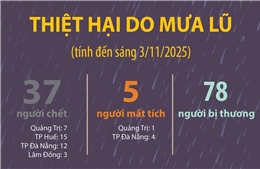 Thiệt hại do mưa lũ (tính đến sáng 3/11/2025)