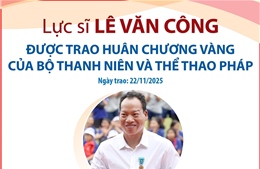 Lực sĩ Lê Văn Công được trao Huân chương Vàng của Bộ Thanh niên và Thể thao Pháp