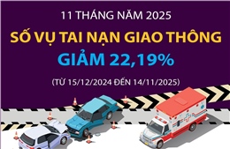 11 tháng năm 2025, số vụ tai nạn giao thông giảm 22,19%