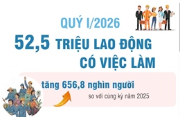 Quý I/2026: 52,5 triệu lao động có việc làm
