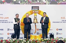 Tổng Bí thư, Chủ tịch nước Tô Lâm rung chuông tại Sàn giao dịch Chứng khoán Quốc gia Ấn Độ