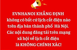 EVNHANOI: Không có lịch cắt điện ngày 27/5