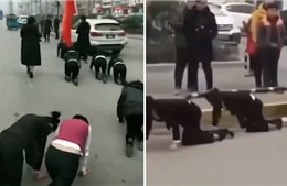 Cận Tết, công ty Trung Quốc phạt nhân viên bò trên đường vì không đạt chỉ tiêu