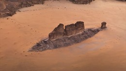Hòn đá hình con cá khổng lồ xuất hiện trên sa mạc Saudi Arabia