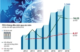 6 tháng đầu năm, vốn FDI vào Việt Nam đạt hơn 20 tỷ USD