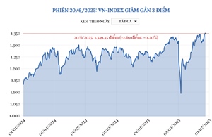 Phiên 20/6/2025: VN-Index giảm gần 3 điểm