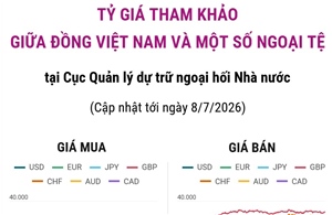 Tỷ giá tham khảo giữa đồng Việt Nam và một số ngoại tệ ngày 8/7/2026