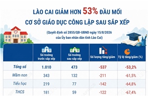Lào Cai giảm hơn 53% đầu mối cơ sở giáo dục công lập sau sắp xếp
