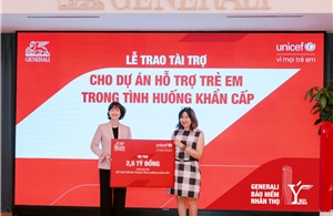 Tập đoàn Generali tài trợ 2,5 tỷ đồng cho dự án bảo vệ trẻ em trong tình huống khẩn cấp thông qua UNICEF