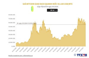 Giá Bitcoin giao dịch quanh mức 55.100 USD/BTC