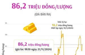 Vàng SJC sáng 21/11 có giá 86,2 triệu đồng/lượng