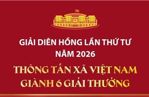 Giải Diên Hồng lần thứ tư năm 2026: Thông tấn xã Việt Nam giành 6 giải thưởng