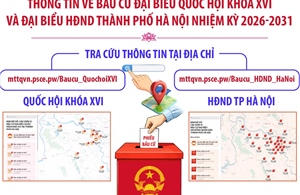Trải nghiệm bản đồ số thông tin về bầu cử đại biểu Quốc hội khóa XVI và đại biểu HĐND thành phố Hà Nội nhiệm kỳ 2026-2031