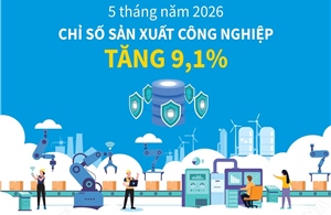 5 tháng năm 2026: Chỉ số sản xuất công nghiệp tăng 9,1%