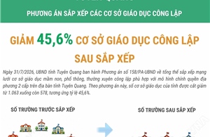 Tuyên Quang giảm 45,6% số cơ sở giáo dục công lập sau sắp xếp