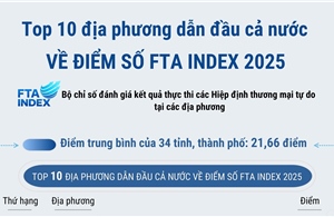 Top 10 địa phương dẫn đầu cả nước về điểm số FTA Index 2025