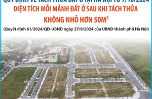 Hà Nội: Diện tích mỗi mảnh đất ở sau khi tách thửa không nhỏ hơn 50 m2