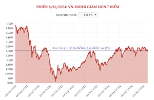 Phiên 8/11/2024: VN-Index giảm hơn 7 điểm