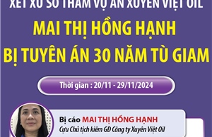 Xét xử sơ thẩm vụ án Xuyên Việt Oil: Mai Thị Hồng Hạnh bị tuyên án 30 năm tù giam