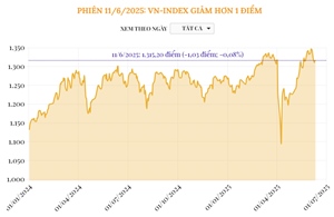 Phiên 11/6/2025: VN-Index giảm hơn 1 điểm