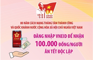 Đăng nhập VNeID để nhận 100.000 đồng/người ăn Tết Độc lập