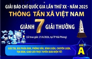 Giải Báo chí quốc gia lần thứ XX - năm 2025: Thông tấn xã Việt Nam giành 7 giải thưởng