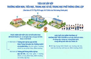 Tiêu chí sắp xếp trường mầm non, tiểu học, trung học cơ sở, trung học phổ thông công lập
