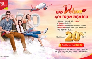 Bay cùng Vietjet với triệu vé khuyến mãi Eco từ 0 đồng, vé Deluxe giảm tới 20%