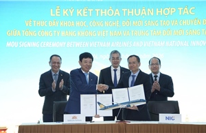 Vietnam Airlines ký kết hợp tác với Trung tâm Đổi mới sáng tạo Quốc gia