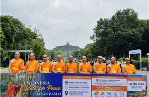 Tăng đoàn 'Bộ hành vì Hòa bình' tới Borobudur trước Đại lễ Vesak 2026