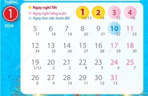 Bốn ngày nghỉ dịp Tết Dương lịch 2026