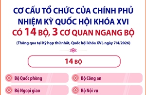 Chính phủ nhiệm kỳ Quốc hội khóa XVI có 14 Bộ, 3 cơ quan ngang Bộ